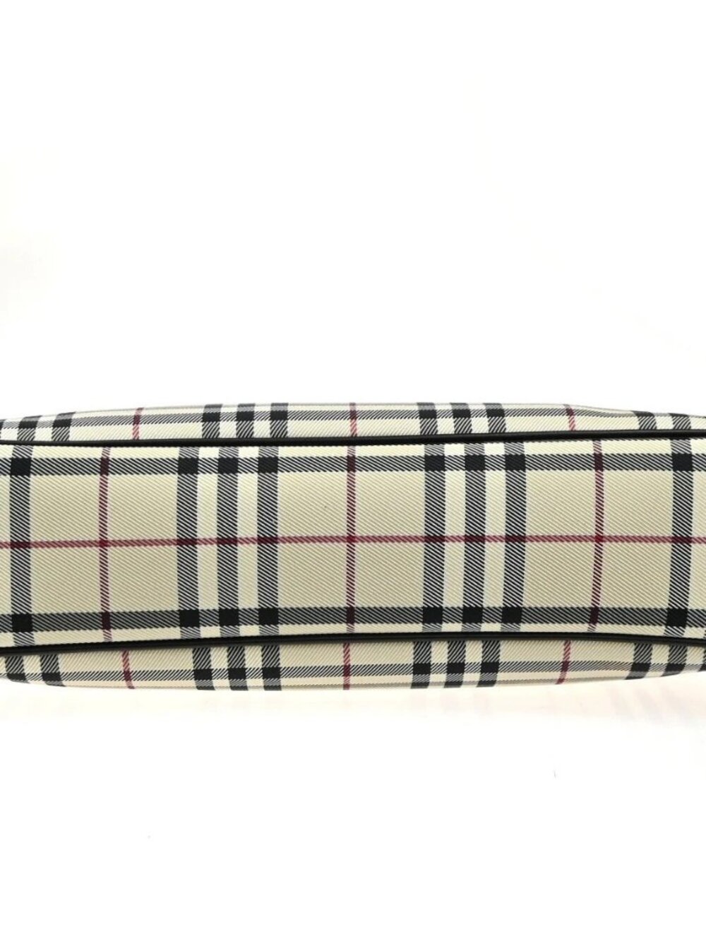 BURBERRY logo Plaid print check Shoulder Bag Canvas Leather Brown - Picture 6 of 12